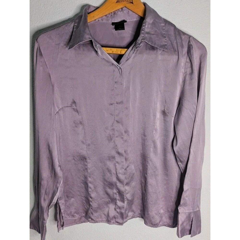 Mixit Silk Women's Button Up Long Sleeve Shirt Size 10 Purple (000)